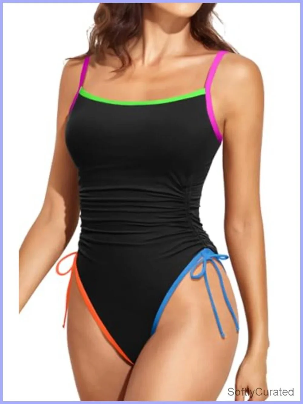 High Cut One Piece Swimsuit with Tummy Control Removable Padded Bras